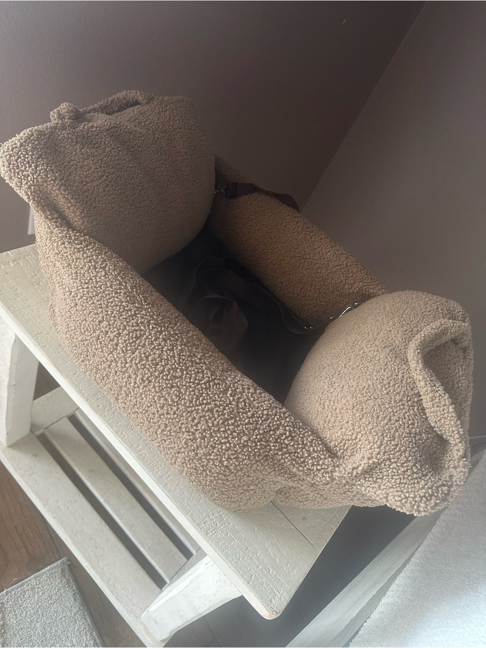 Cozy Teddy Sherpa Pet Bed - Taupe